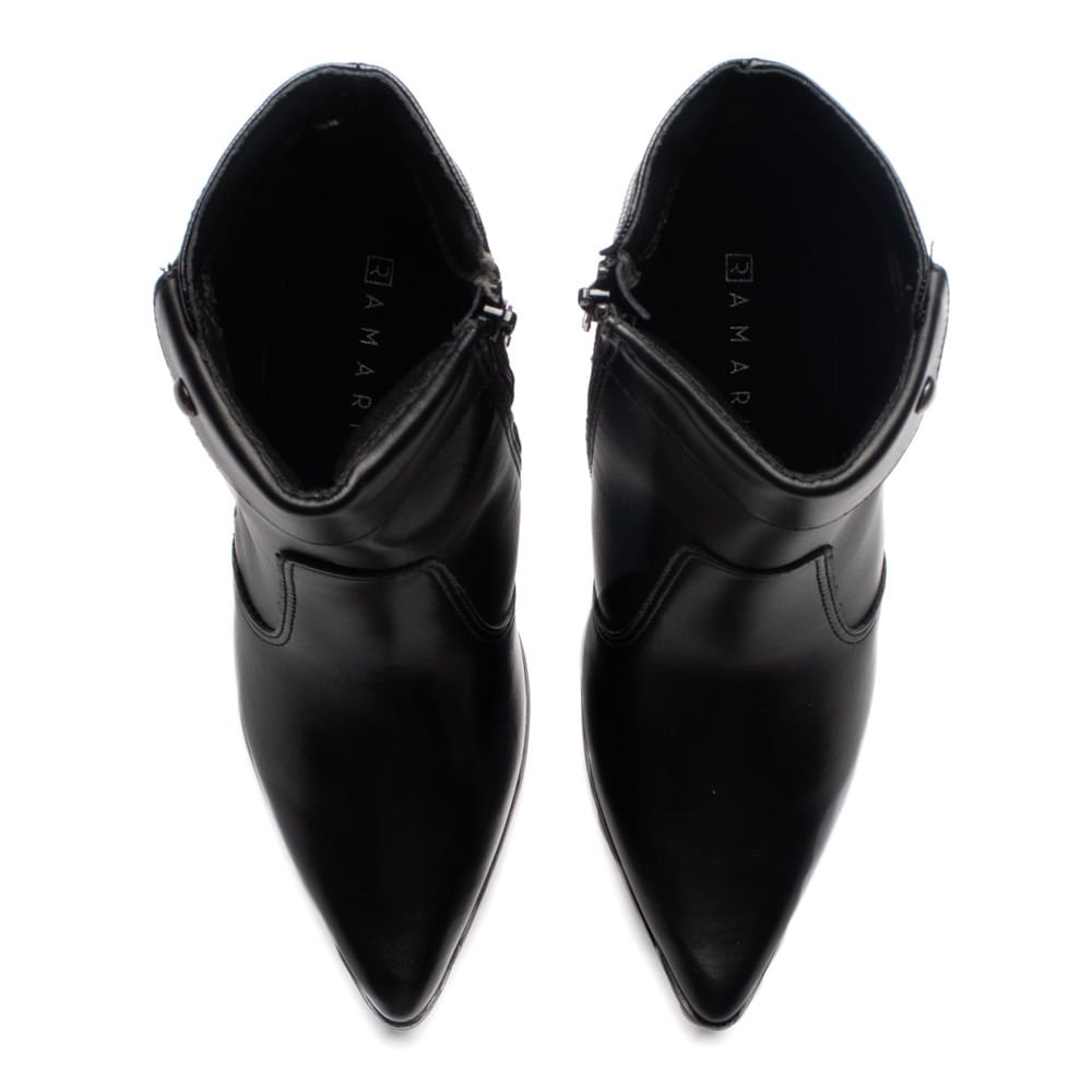 Bota Feminina Ramarim Napa Cano Curto Bico Fino Preto Preto 4