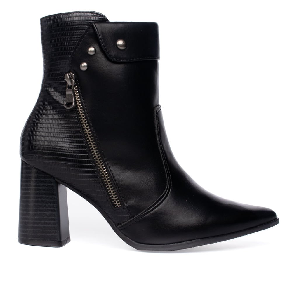 Bota Feminina Ramarim Napa Cano Curto Bico Fino Preto