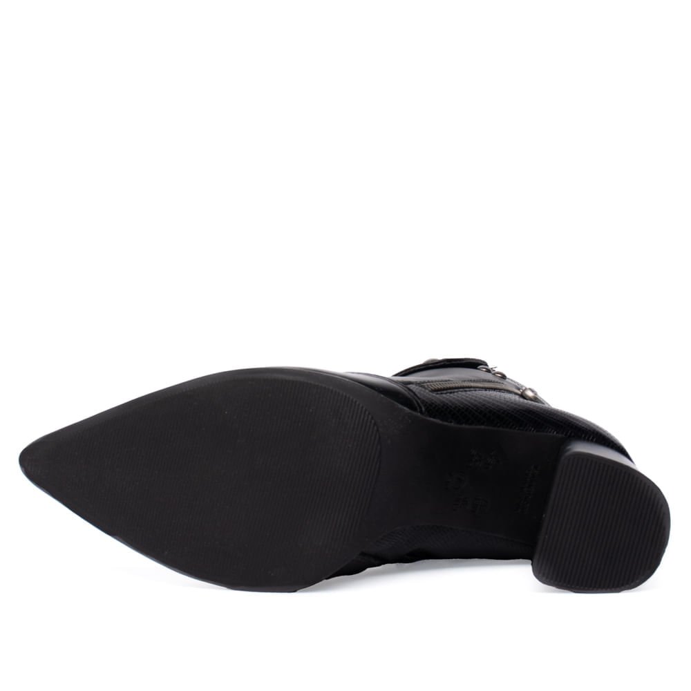 Bota Feminina Ramarim Napa Cano Curto Bico Fino Preto Preto 2