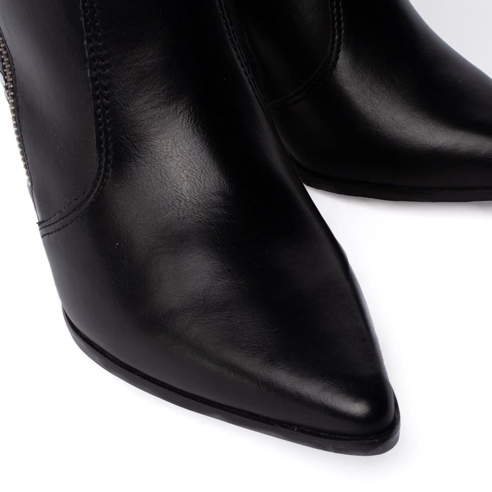 Bota Feminina Ramarim Napa Cano Curto Bico Fino Preto Preto 6