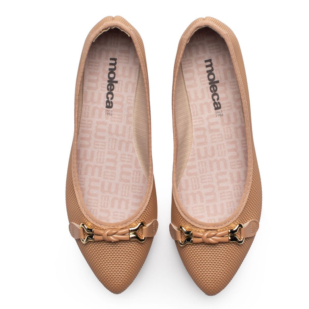 Sapatilha Feminina Moleca Bico Fino Napa Nude Nude 4