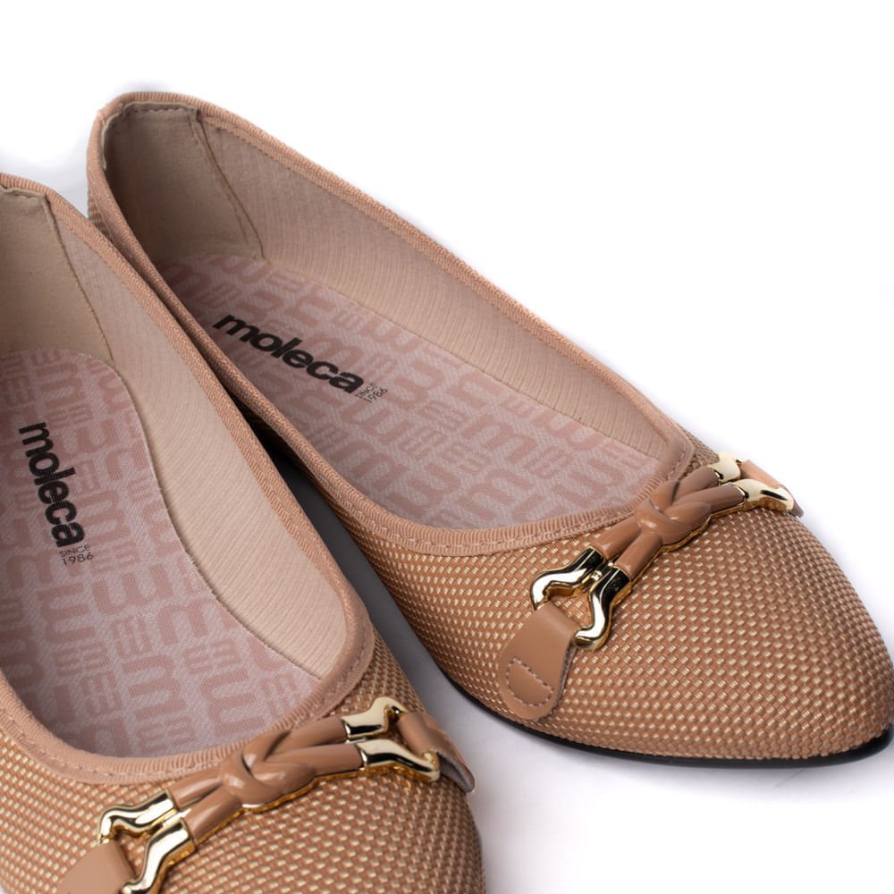 Sapatilha Feminina Moleca Bico Fino Napa Nude Nude 5
