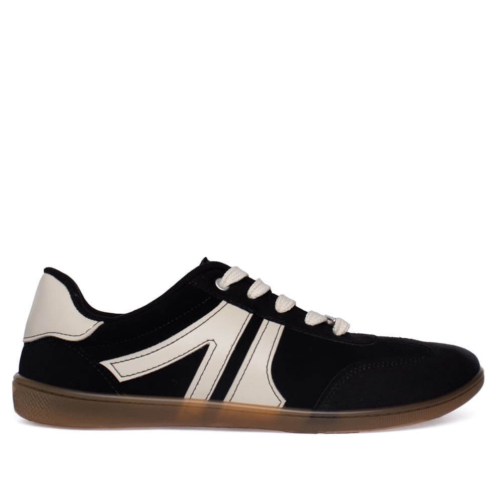 Tênis Feminino Moleca Nobuck Tunísia Preto/Branco Preto/Branco