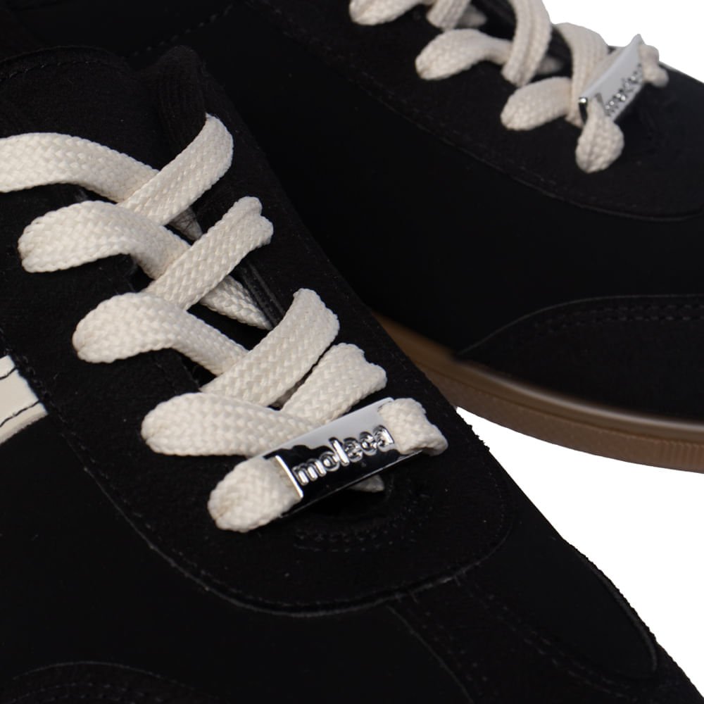 Tênis Feminino Moleca Nobuck Tunísia Preto/Branco Preto/Branco 6