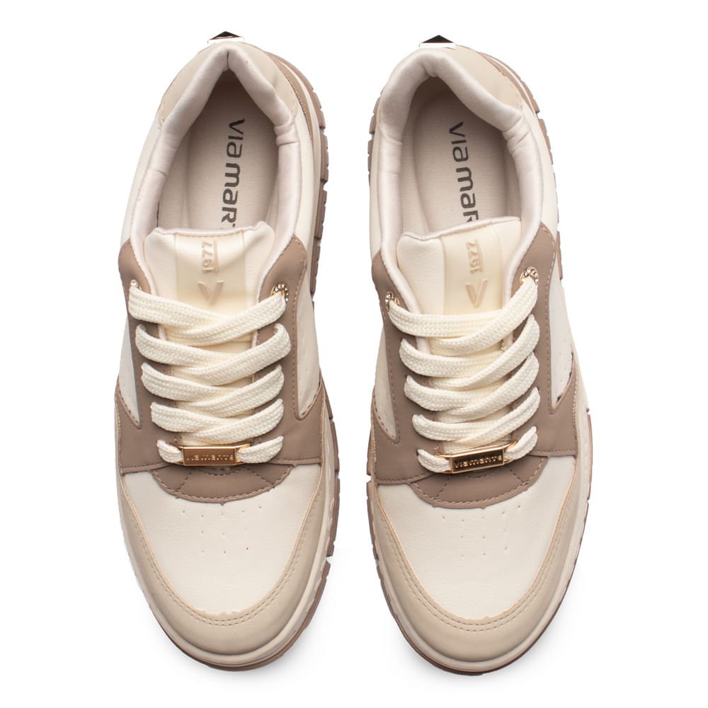 Tênis Feminino Via Marte Nobuck Napa Bege/Marrom Bege/Marrom 4