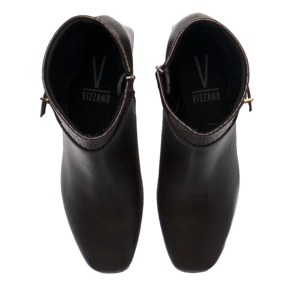Bota Feminina Vizzano Cano Curto Napa Croco Marrom Marrom 4