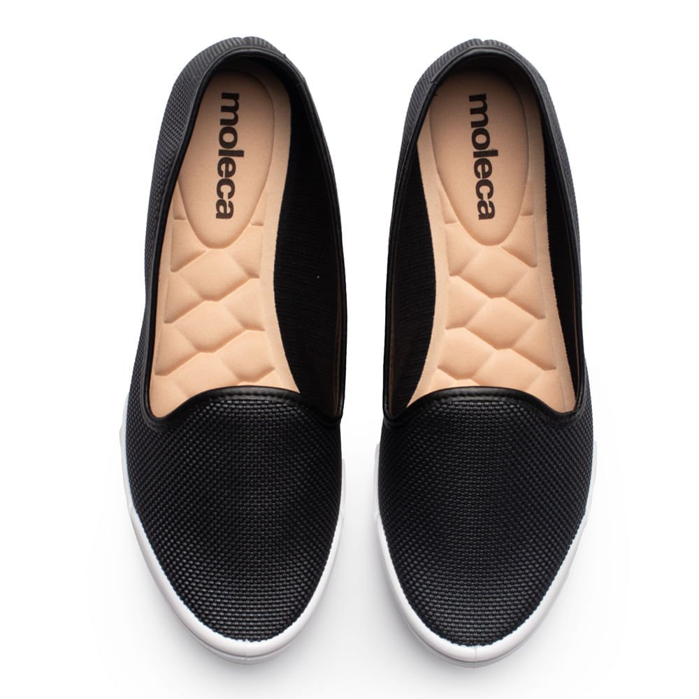 Sapatilha Feminina Moleca Napa Texturizada Preto Preto 4