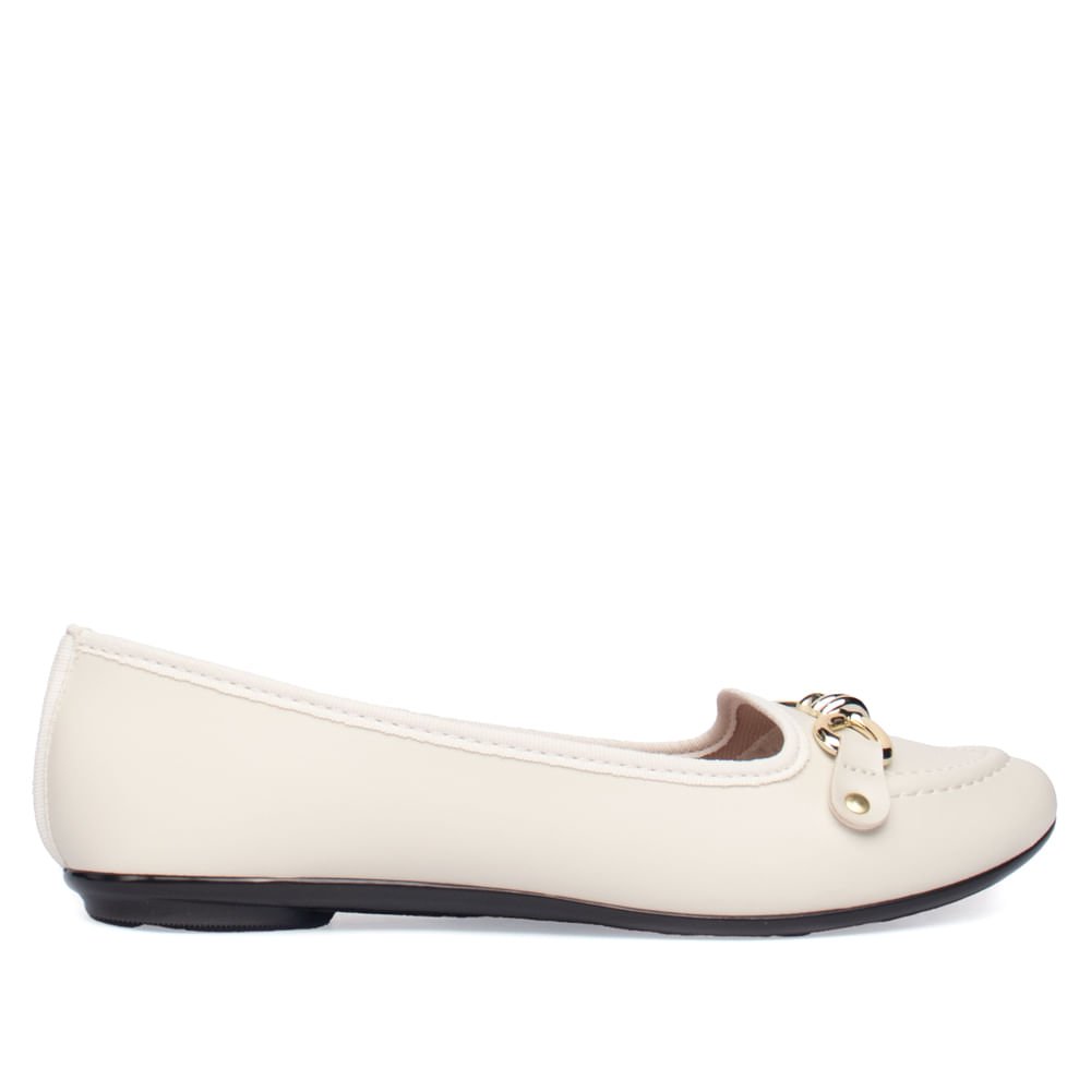 Sapatilha Feminina Moleca Corrente Napa Off White
