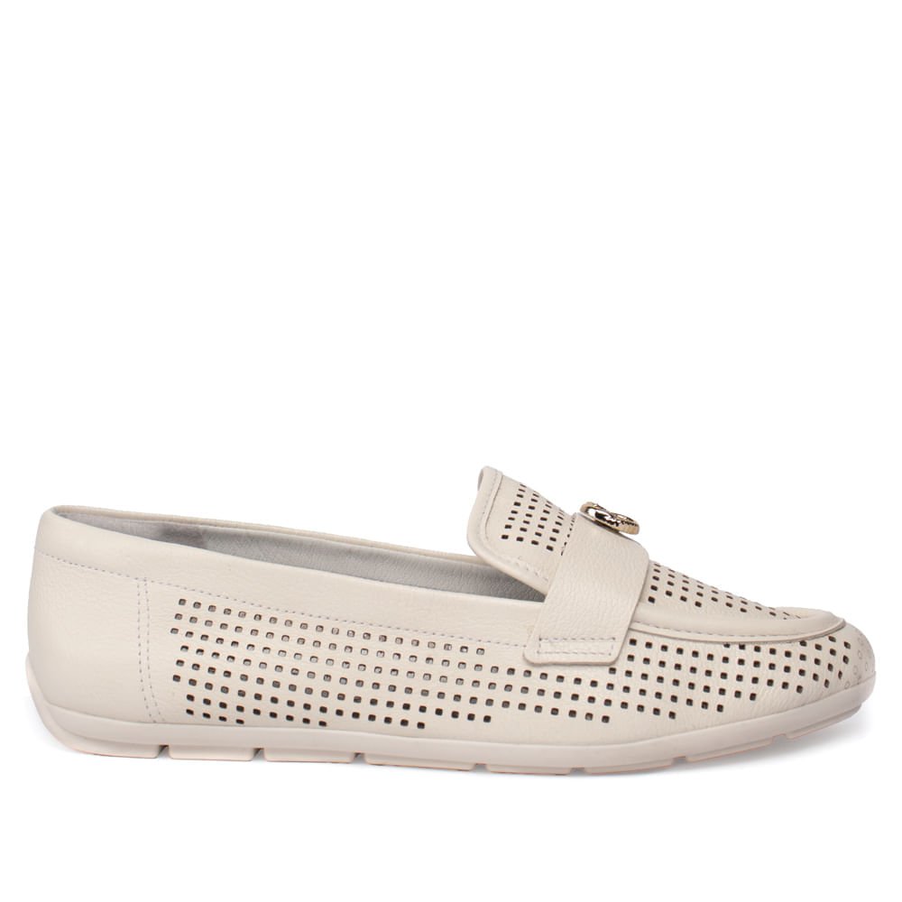 Mocassim Feminino Comfortflex Microfuros Bege Claro