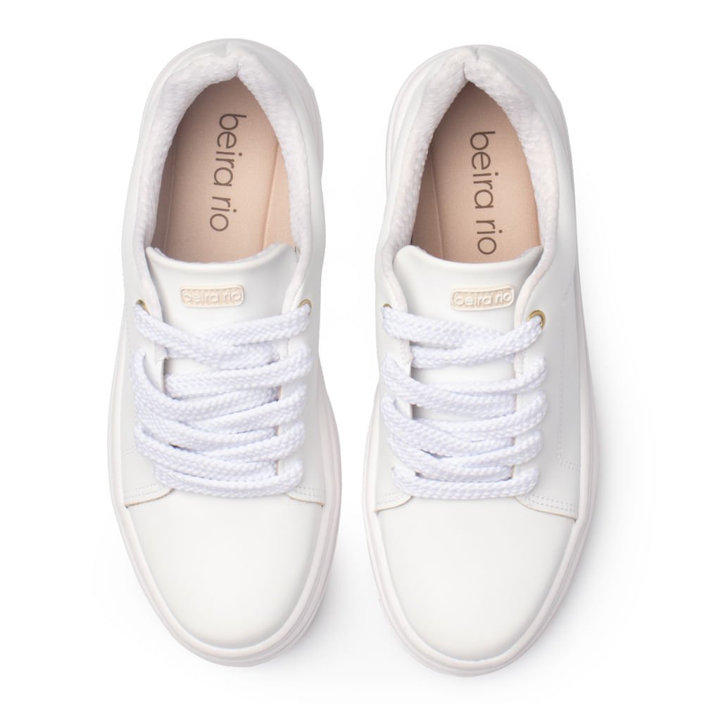Tênis Feminino Beira Rio Napa Casual Branco Branco 4