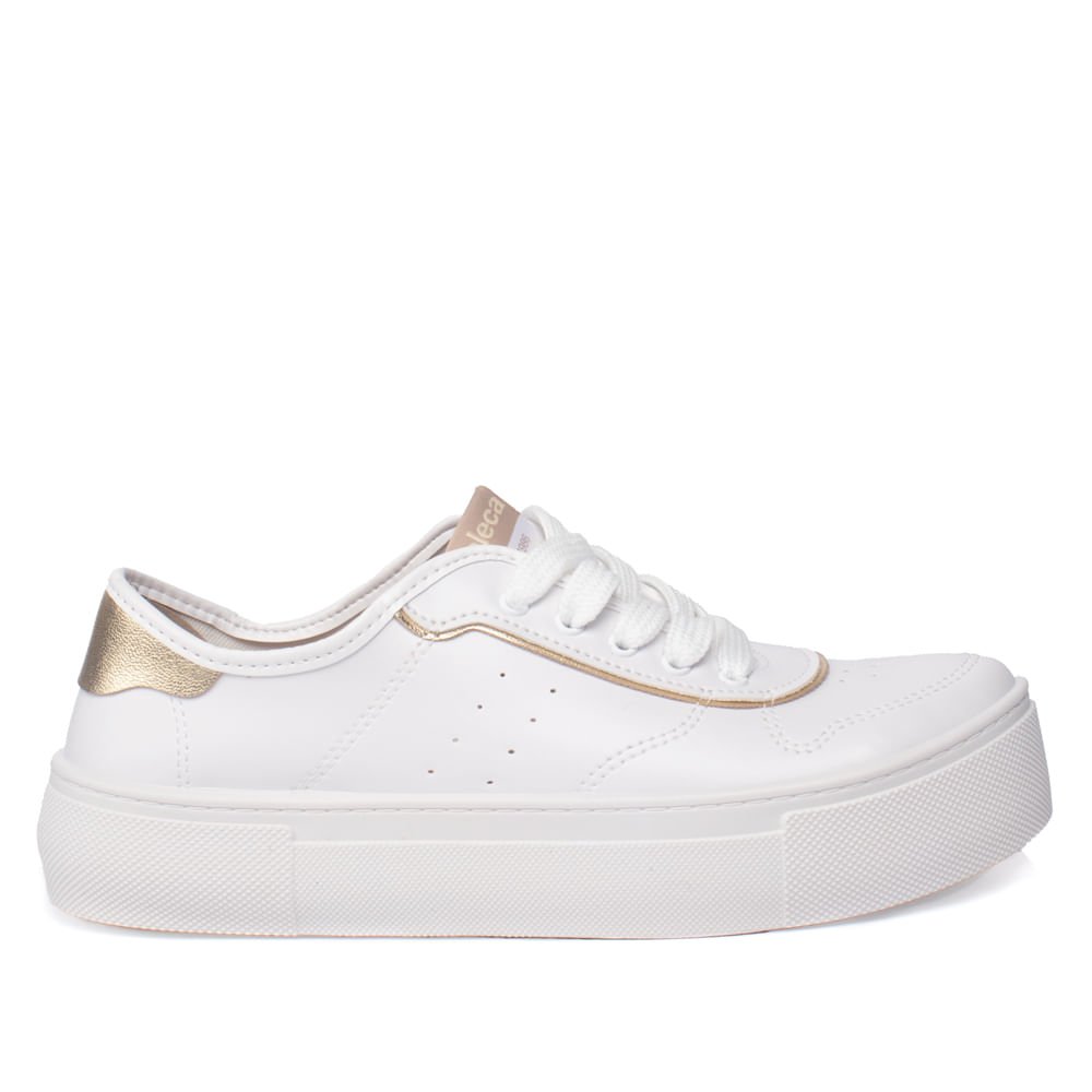Tênis Feminino Moleca Napa Casual Branco/Dourado