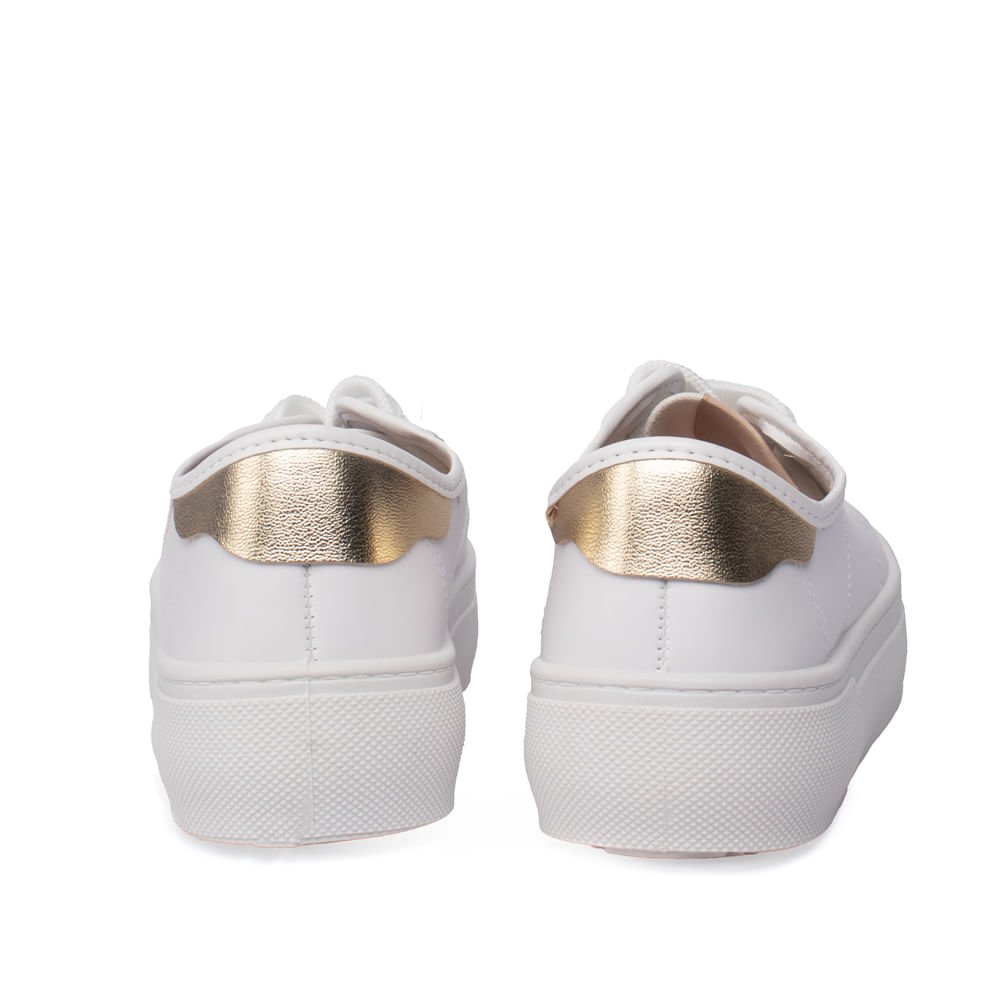 Tênis Feminino Moleca Napa Casual Branco/Dourado Branco/Dourado 3