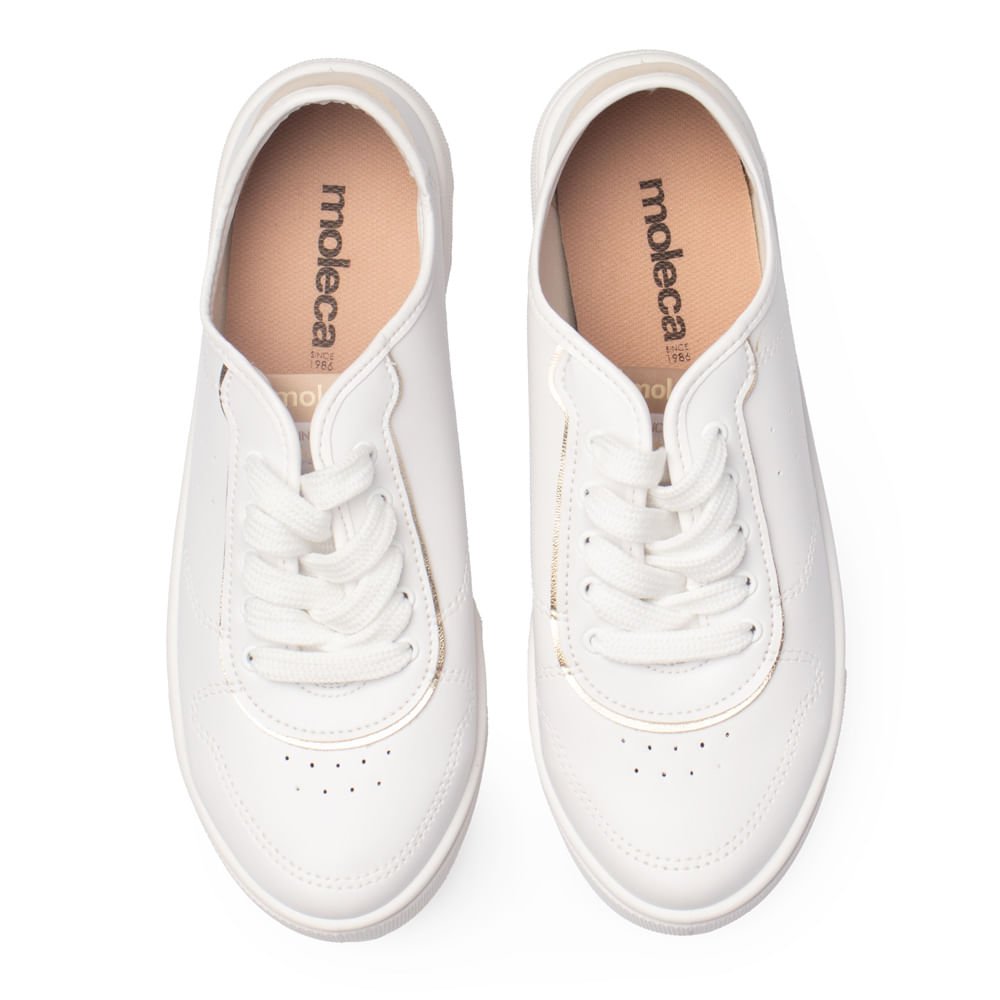Tênis Feminino Moleca Napa Casual Branco/Dourado Branco/Dourado 4