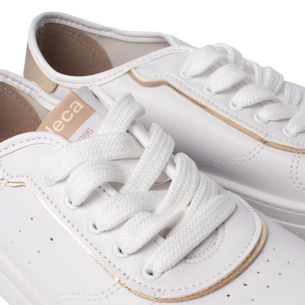 Tênis Feminino Moleca Napa Casual Branco/Dourado Branco/Dourado 5