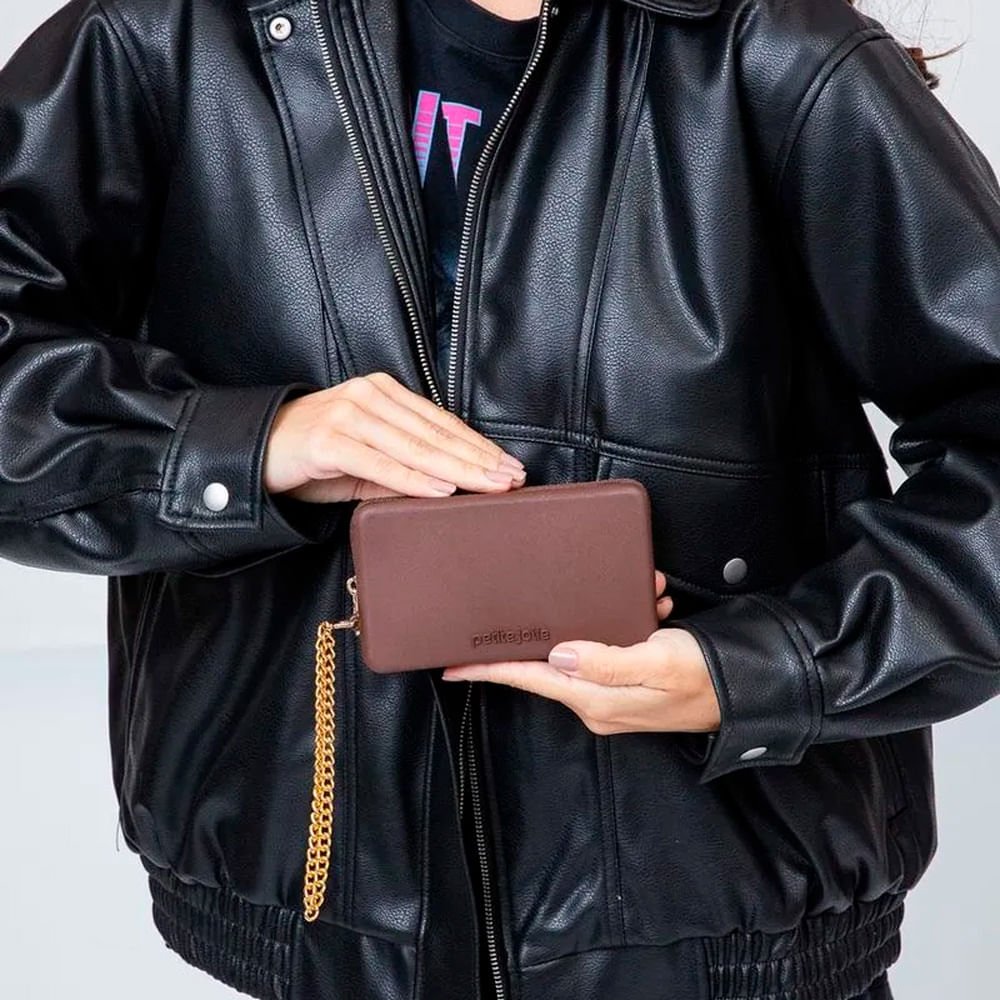 Carteira Feminina Petite Jolie Marrom C/ Corrente Marrom 4