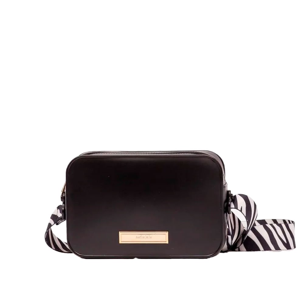 Bolsa Feminina Petite Jolie Tiracolo Pequena Zebrada Preto