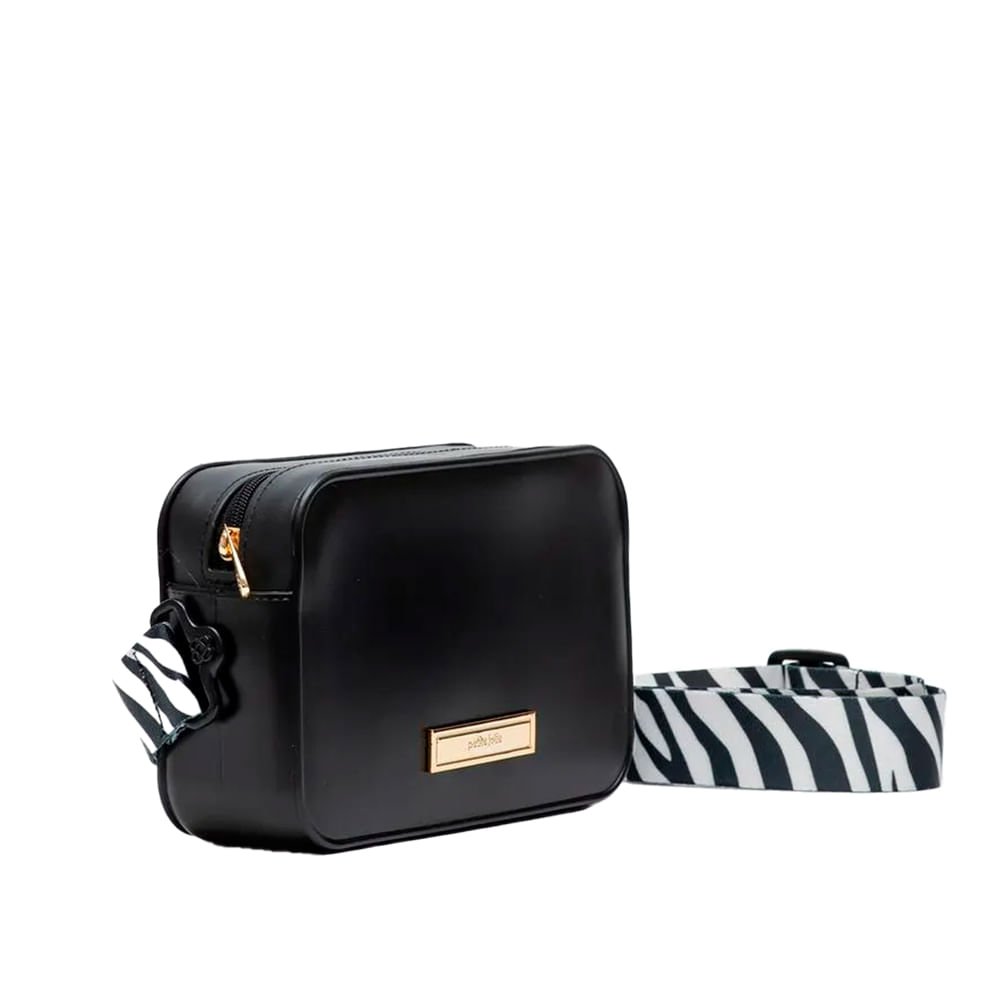 Bolsa Feminina Petite Jolie Tiracolo Pequena Zebrada Preto Preto 2