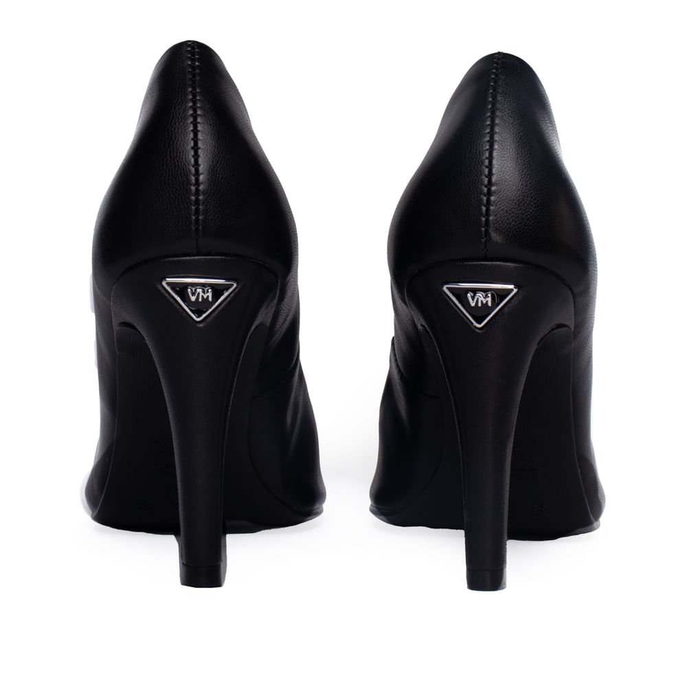 Scarpin Feminino Via Marte Salto Alto Bico Fino Preto Preto 3