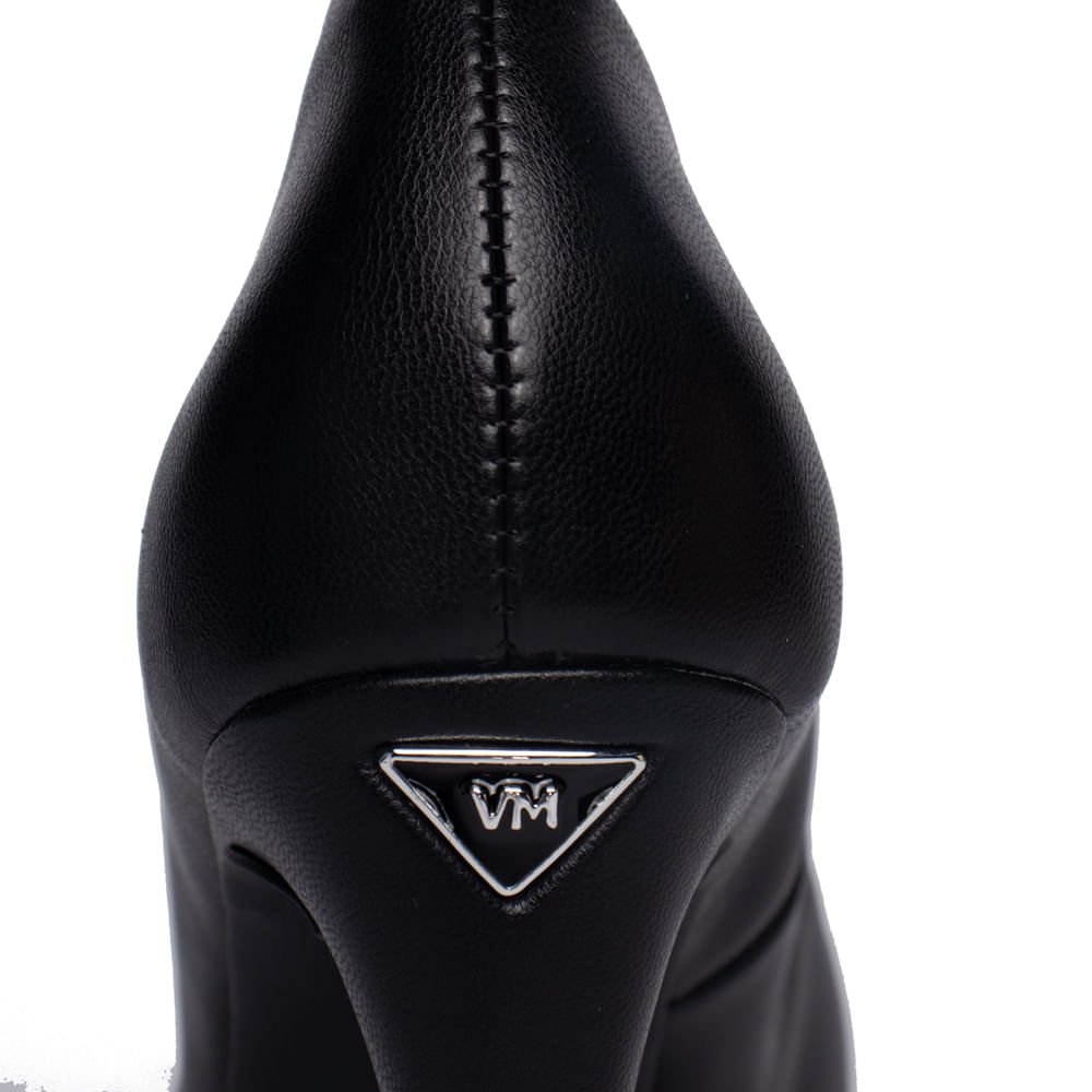 Scarpin Feminino Via Marte Salto Alto Bico Fino Preto Preto 5