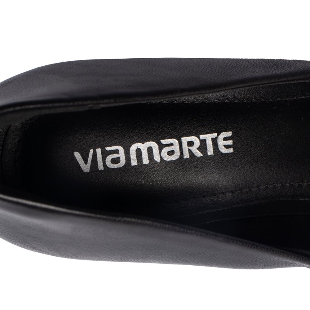 Scarpin Feminino Via Marte Salto Alto Bico Fino Preto Preto 6