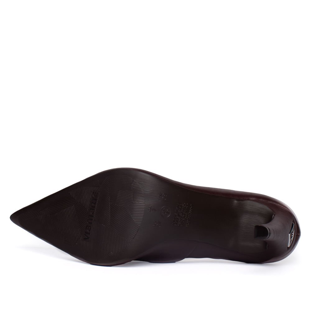 Scarpin Feminino Via Marte Salto Alto Bico Fino Bordo Bordô 2