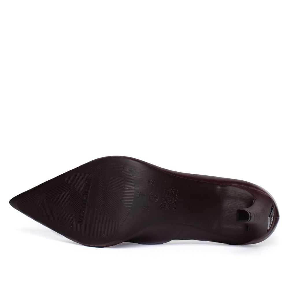 Scarpin Feminino Via Marte Salto Alto Bico Fino Bordo Bordô 2