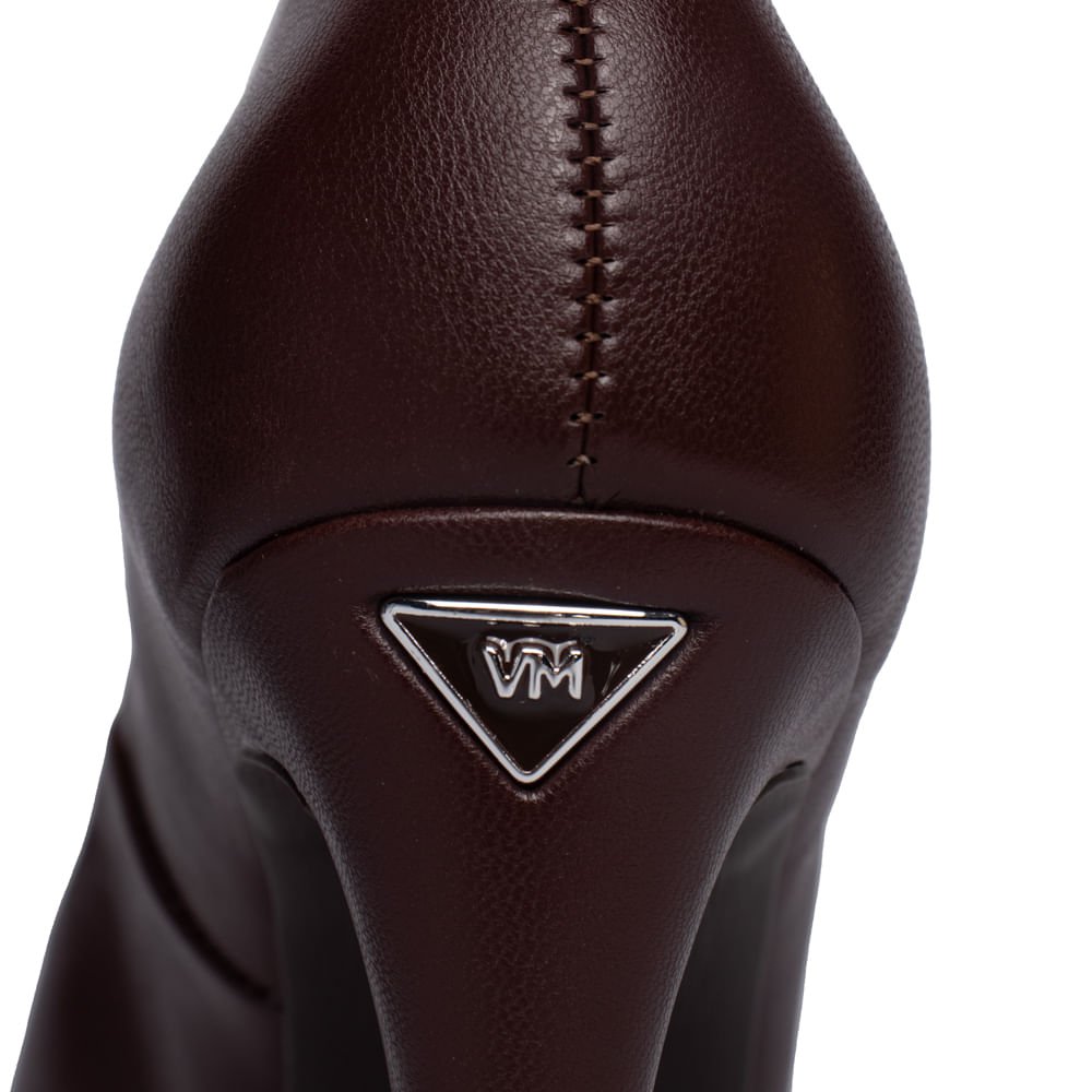 Scarpin Feminino Via Marte Salto Alto Bico Fino Bordo Bordô 5