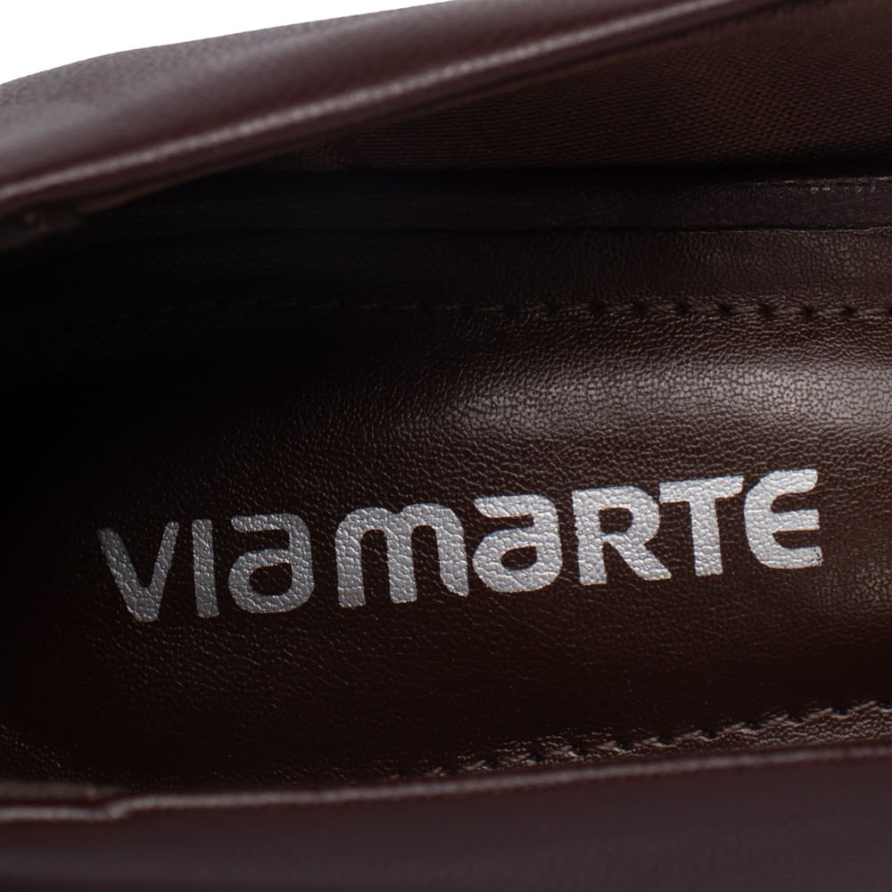 Scarpin Feminino Via Marte Salto Alto Bico Fino Bordo Bordô 6