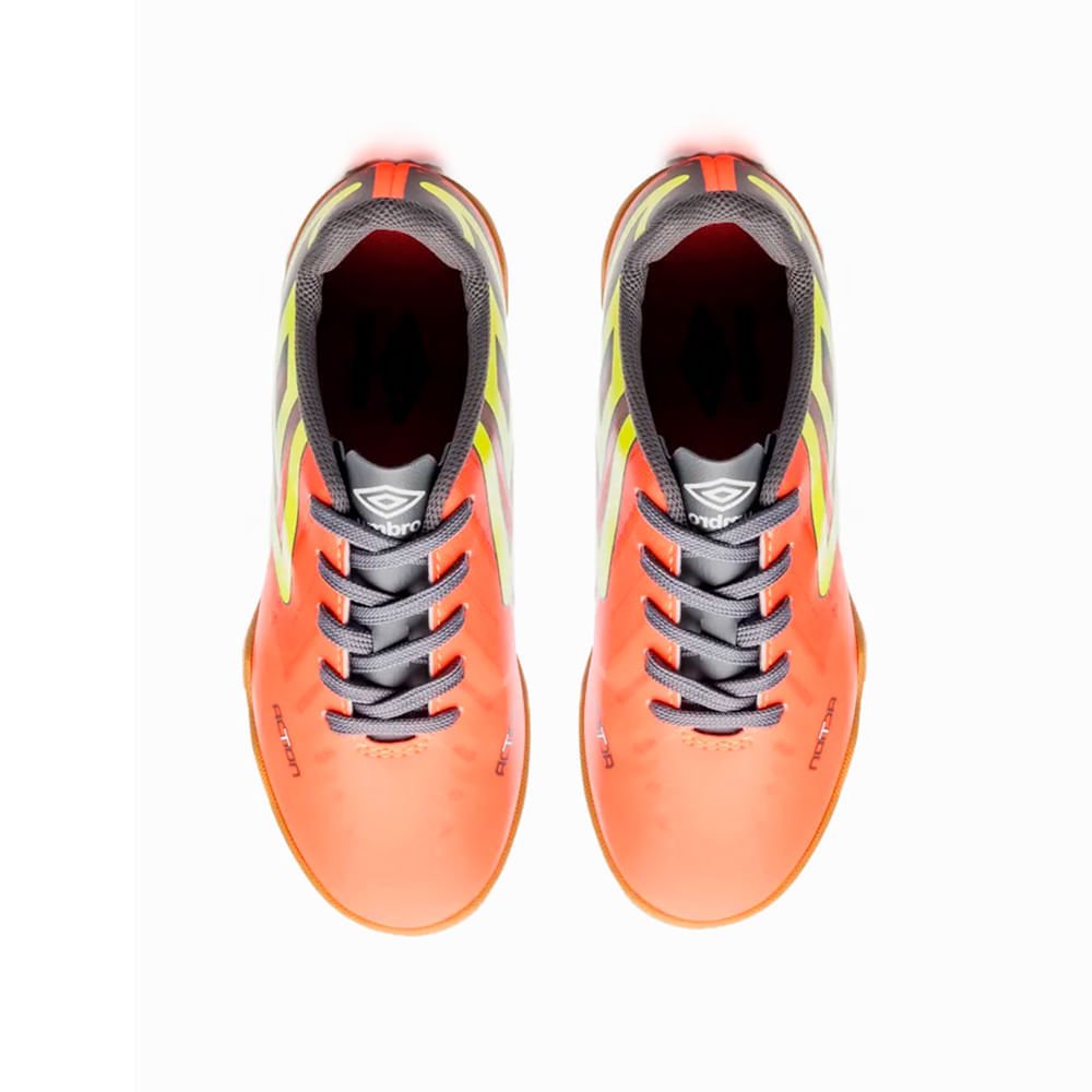 Chuteira Infantil Umbro Futsal Action Estilo Verniz Coral Coral 4