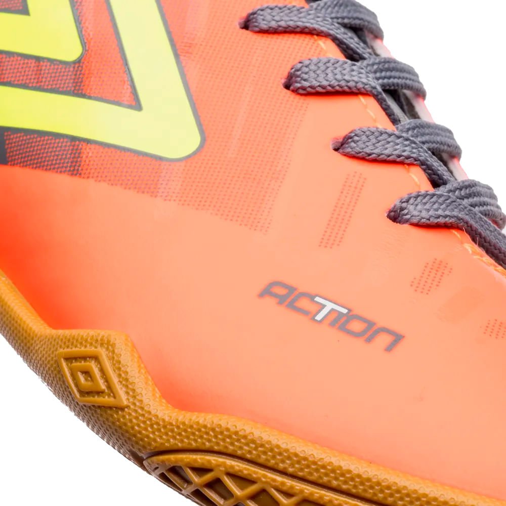 Chuteira Infantil Umbro Futsal Action Estilo Verniz Coral Coral 5