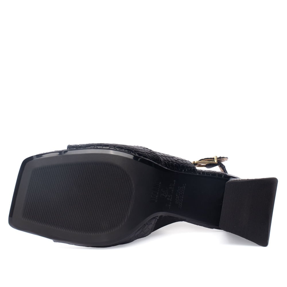 Sandália Feminina Vizzano Napa Croco Peep Toe Preto Preto 2