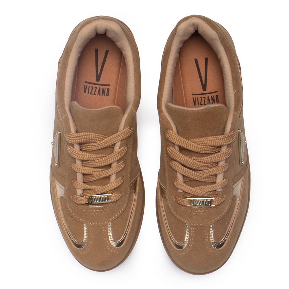 Tênis Feminino Vizzano Camurça Caramelo/Dourado Caramelo 4