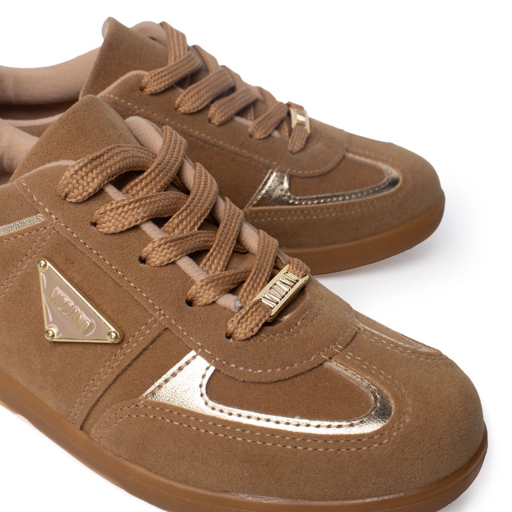 Tênis Feminino Vizzano Camurça Caramelo/Dourado Caramelo 5