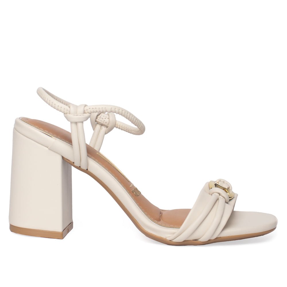 Sandália Feminina Vizzano Pelica Salto Médio Branco Off