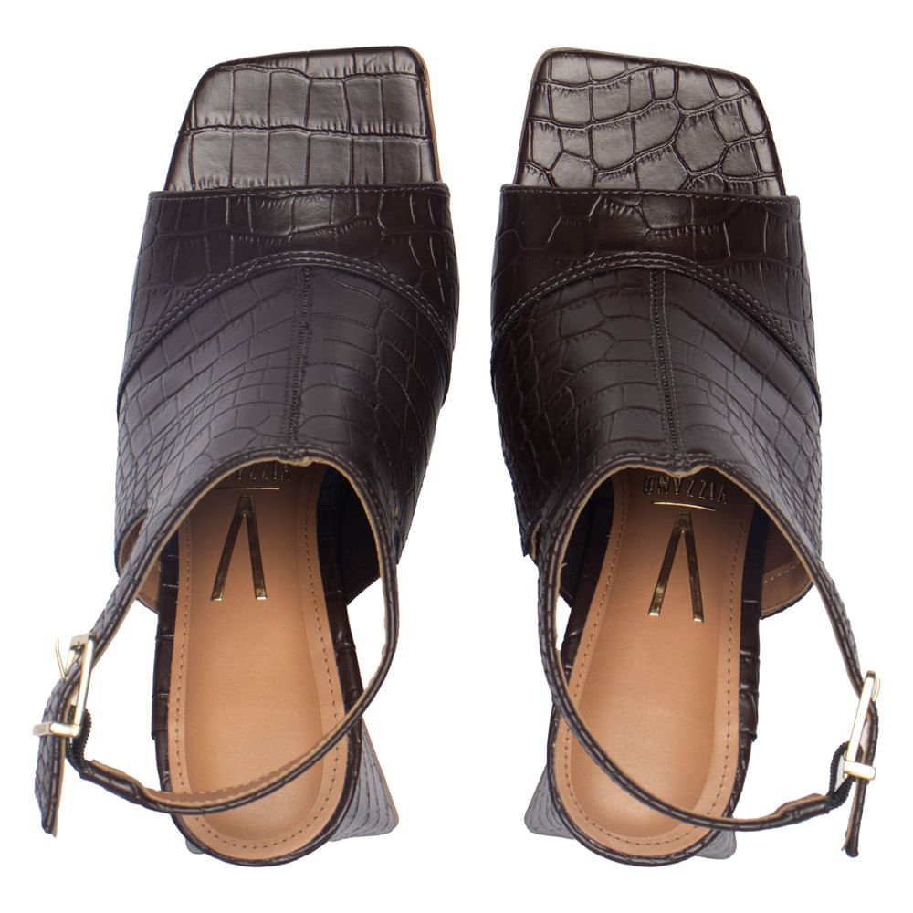 Sandália Feminina Vizzano Napa Croco Dubai Marrom Marrom 4