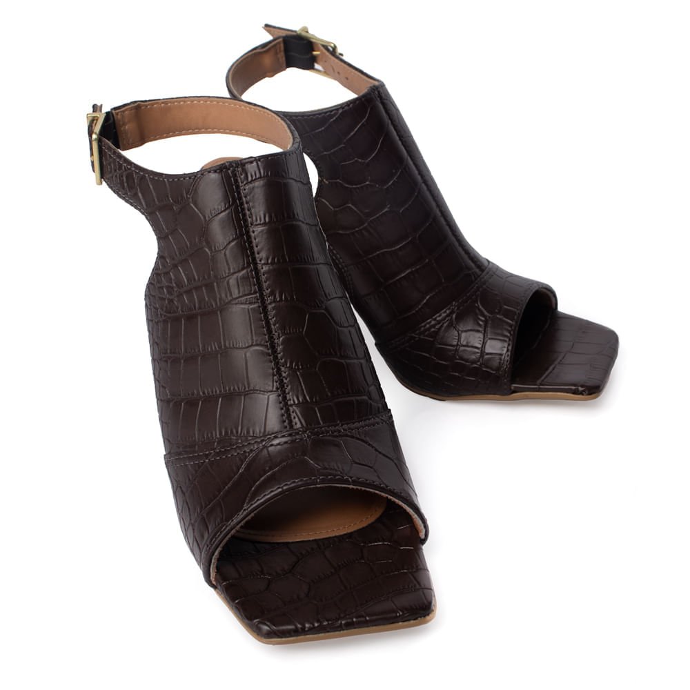 Sandália Feminina Vizzano Napa Croco Dubai Marrom Marrom 5