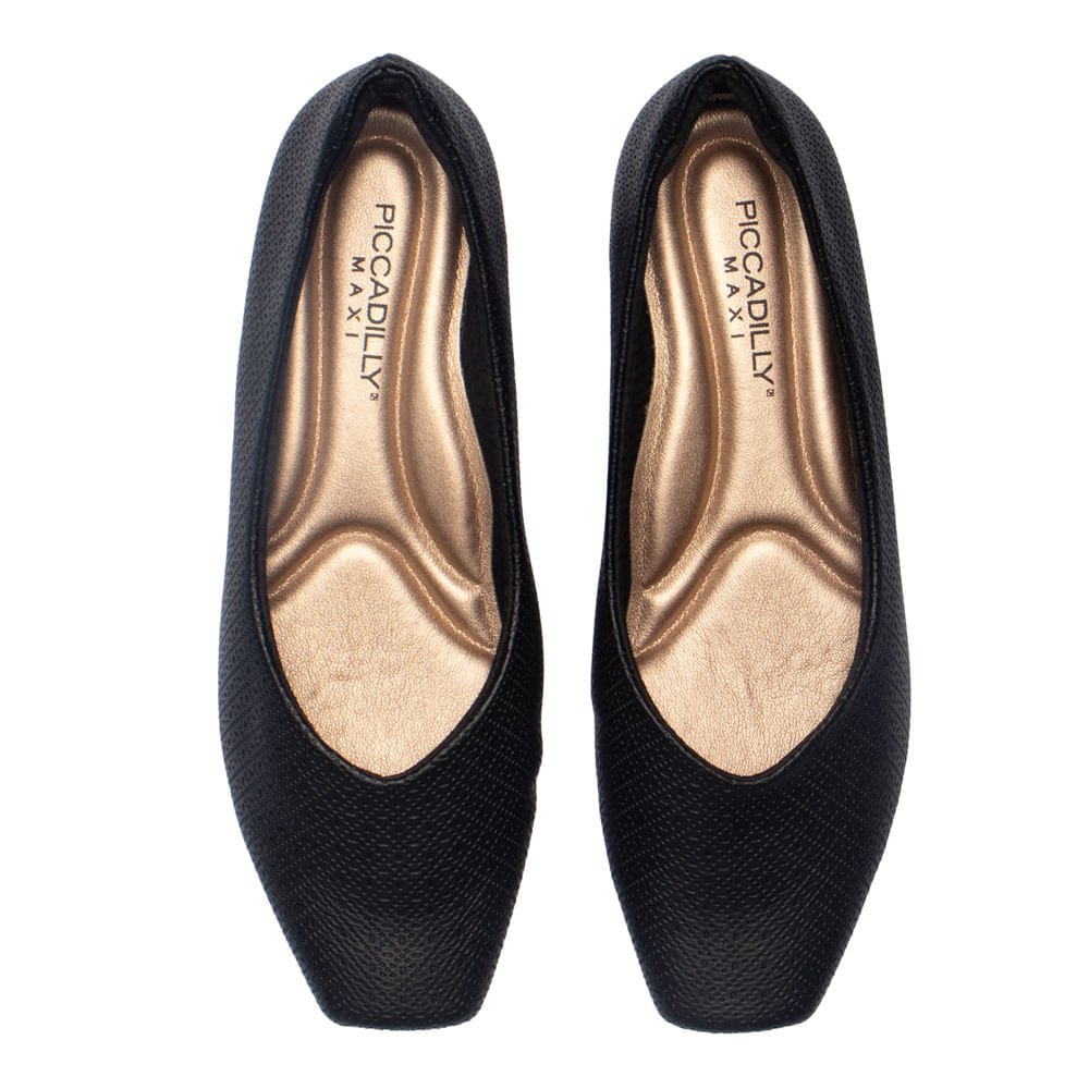 Sapato Feminino Piccadilly Napa Texturizado Preto Preto 4