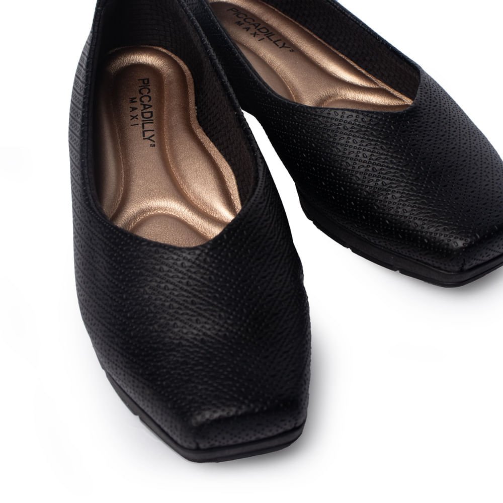 Sapato Feminino Piccadilly Napa Texturizado Preto Preto 6