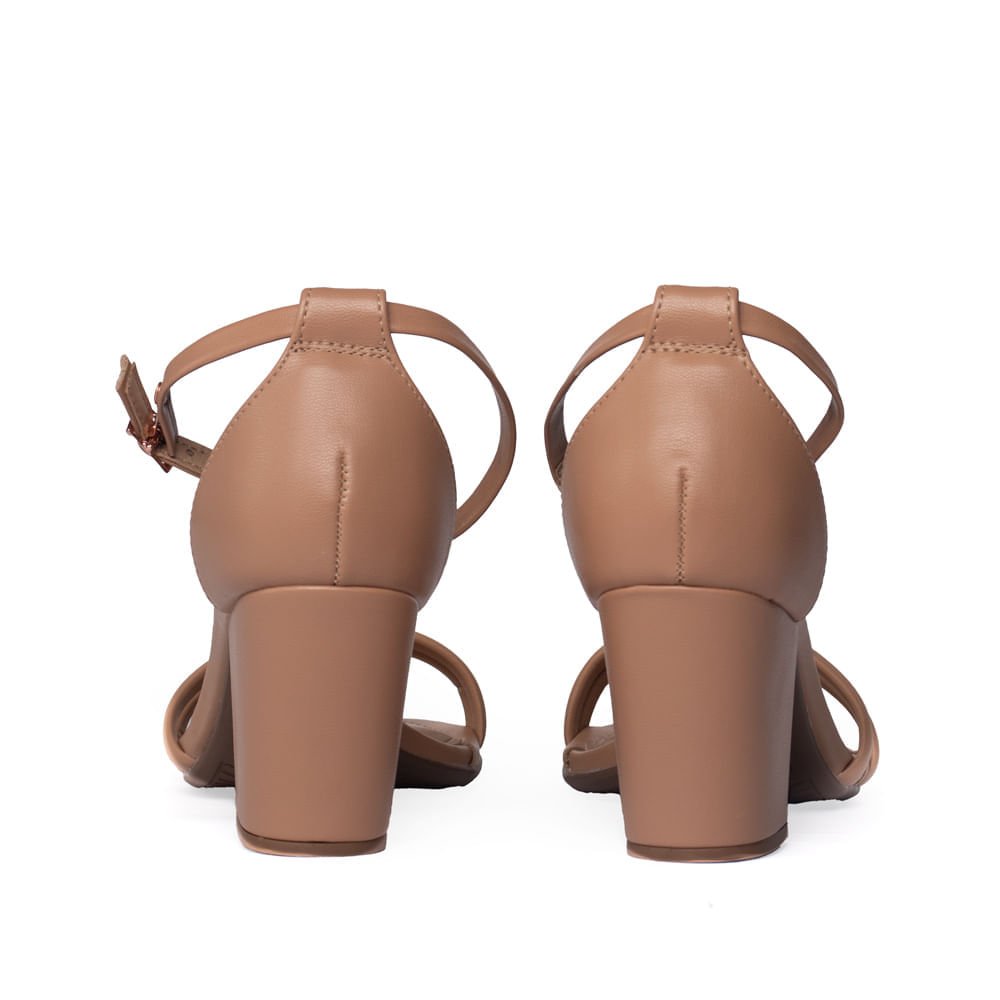 Sandália Feminina Beira Rio Napa Salto Bloco Nude Nude 3