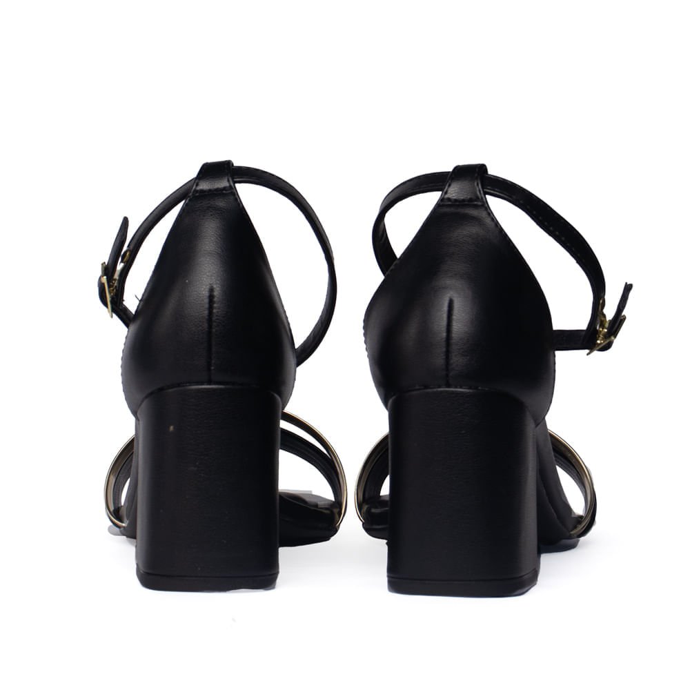 Sandália Feminina Beira Rio Napa Salto Bloco Preto/Dourado Preto/Dourado 3