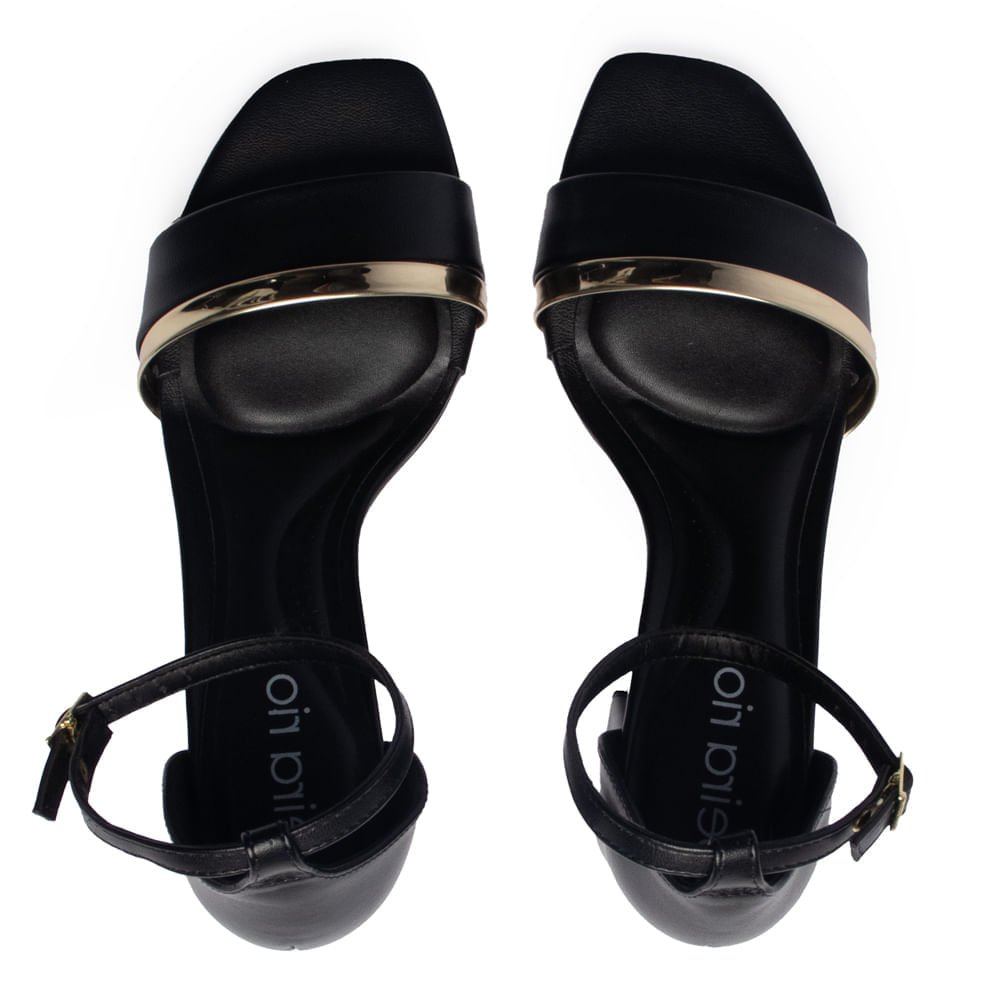Sandália Feminina Beira Rio Napa Salto Bloco Preto/Dourado Preto/Dourado 4