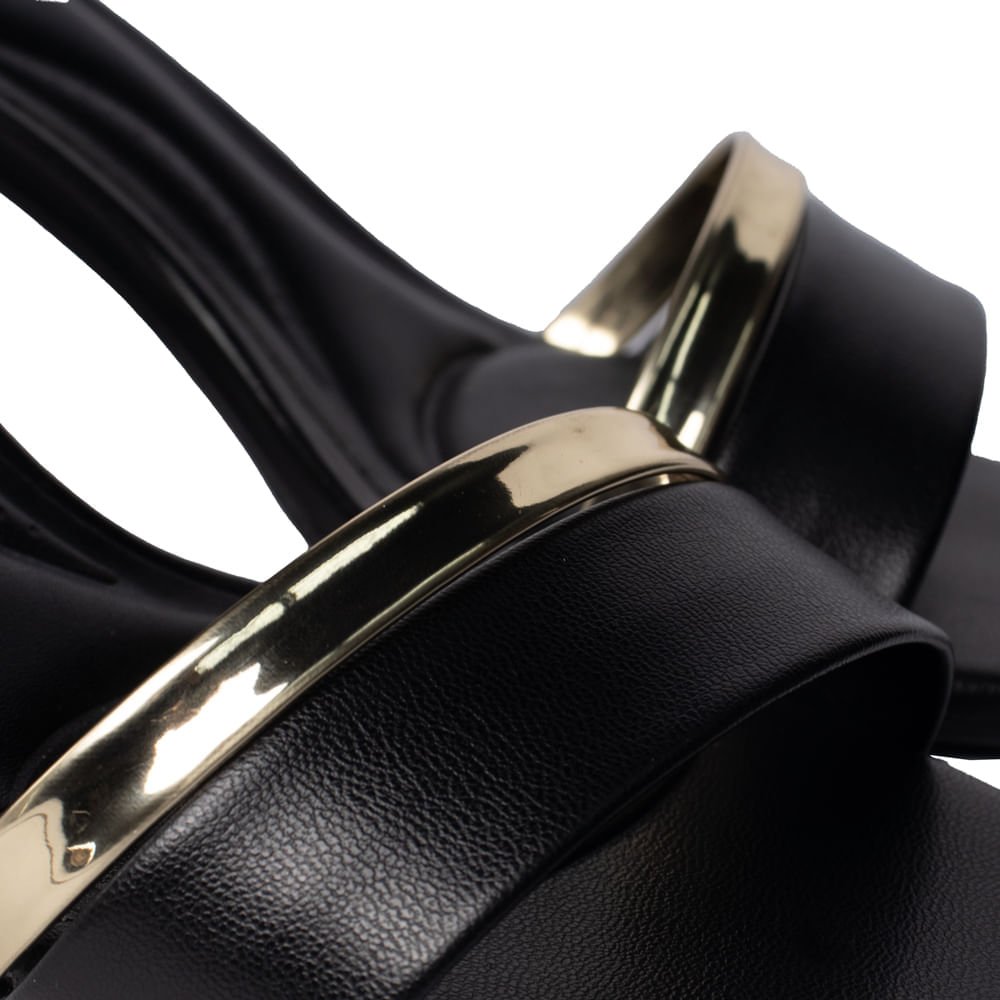 Sandália Feminina Beira Rio Napa Salto Bloco Preto/Dourado Preto/Dourado 5
