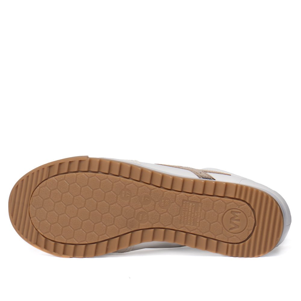 Tênis Feminino Via Marte Recortes Branco/Marfim/Dourado Branco/Dourado 2