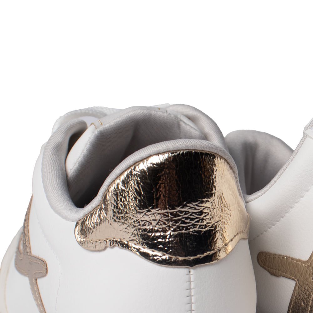 Tênis Feminino Via Marte Recortes Branco/Marfim/Dourado Branco/Dourado 6