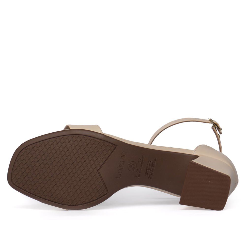 Sandália Feminina Beira Rio Napa Salto Bloco Creme Creme 2