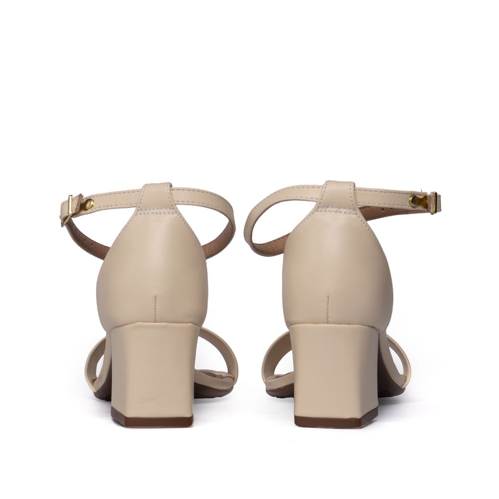 Sandália Feminina Beira Rio Napa Salto Bloco Creme Creme 3