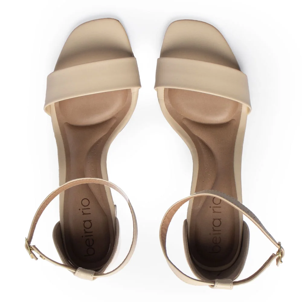 Sandália Feminina Beira Rio Napa Salto Bloco Creme Creme 4