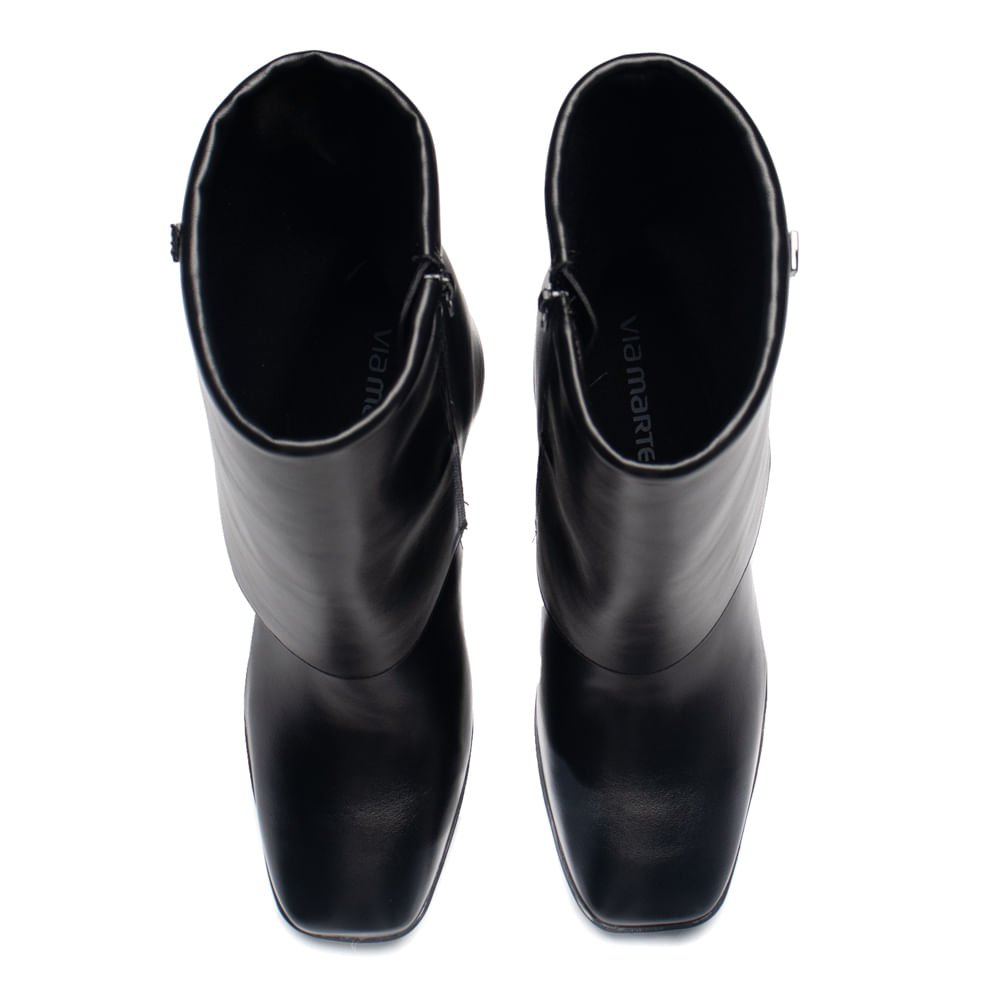 Bota Feminina Via Marte Cano Médio Salto Alto Preto Preto 4