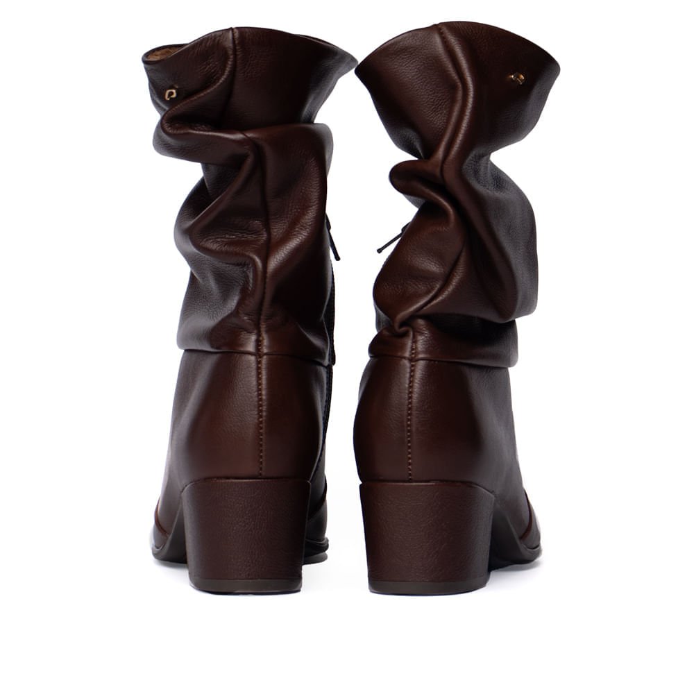 Bota Feminina Pegada Couro Soft Touch Salto Bloco Marrom Marrom 3