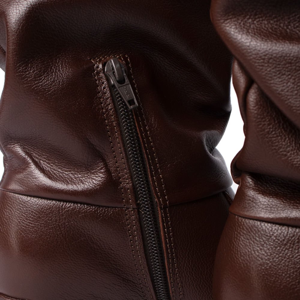 Bota Feminina Pegada Couro Soft Touch Salto Bloco Marrom Marrom 6